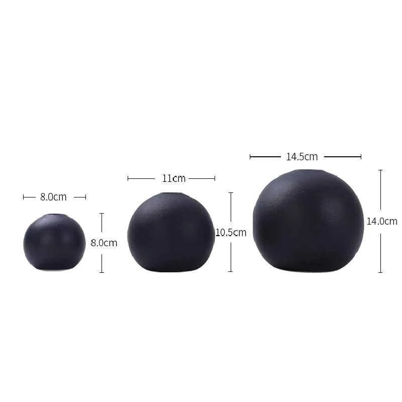 European Black and White Ball Ceramic Vase Ornaments Hydroponic Flower Vase Flower Arrangement Plant Living Room Decoration