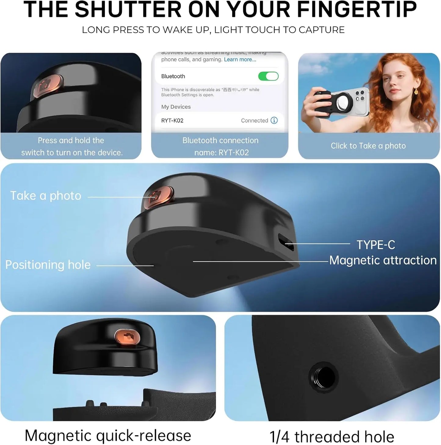 MagSafe Magnetic Phone Camera Grip – Detachable Bluetooth Remote, 10M Shutter, Vlog & Selfie