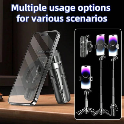 P15MiNi-C Magnetic Selfie Stick Tripod – 18.7", Aluminum, Type-C Remote, iPhone & Android