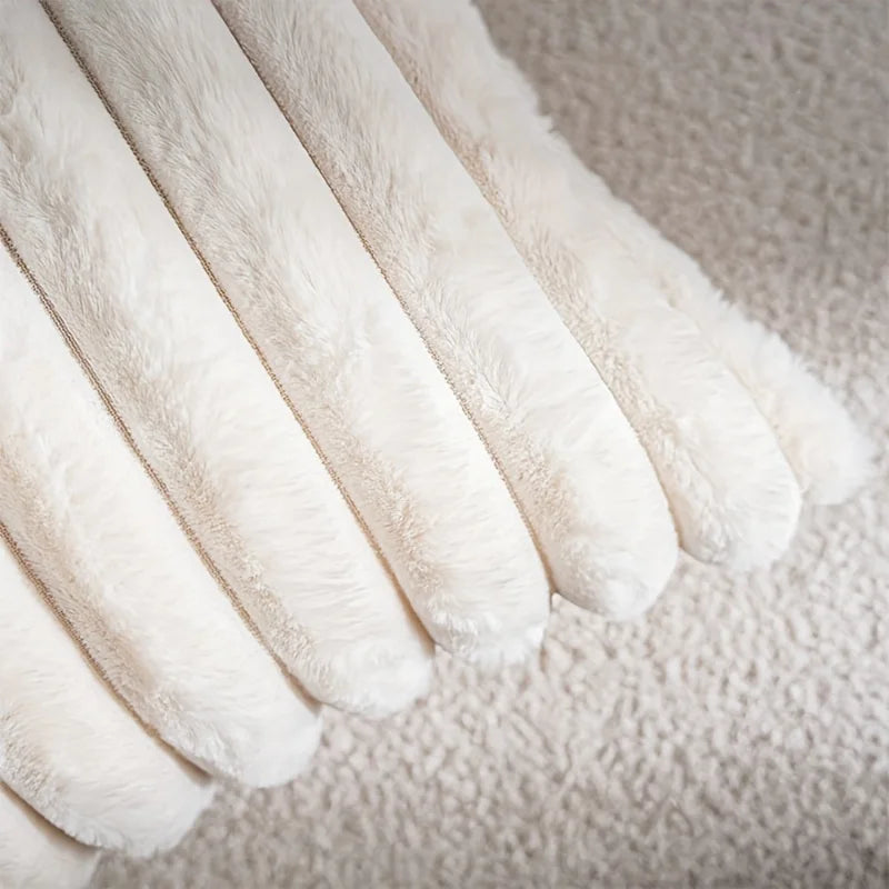 Fuzzy Striped Plush Throw Pillow Cover, Green
