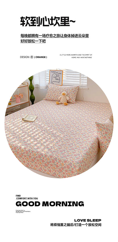 Non-Slip Fitted Sheet Set with Pillowcase, Queen