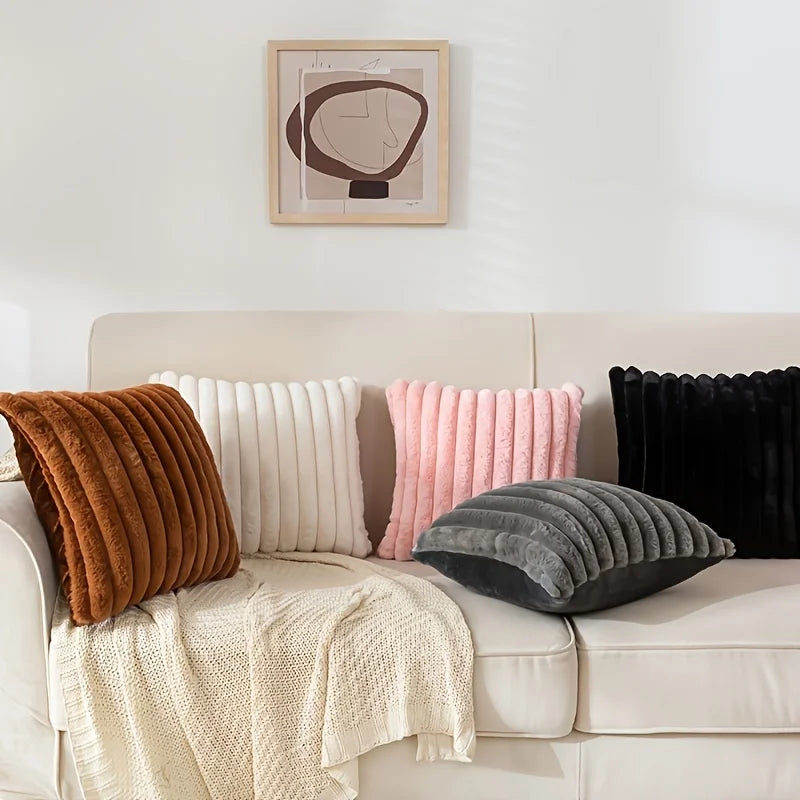 Striped Corduroy Pillow Case, Gray, Multi-Room Use
