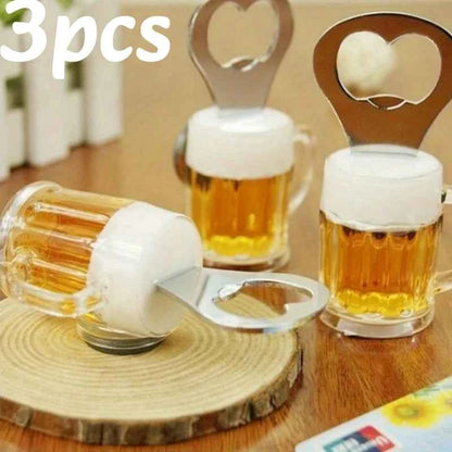 1-5PC Creative Beer Glass Shaped Soda Bottle Opener Magnetic Hanging Bottle Opener Fridge Magnets Funny Gift Home Kitchen Gadget