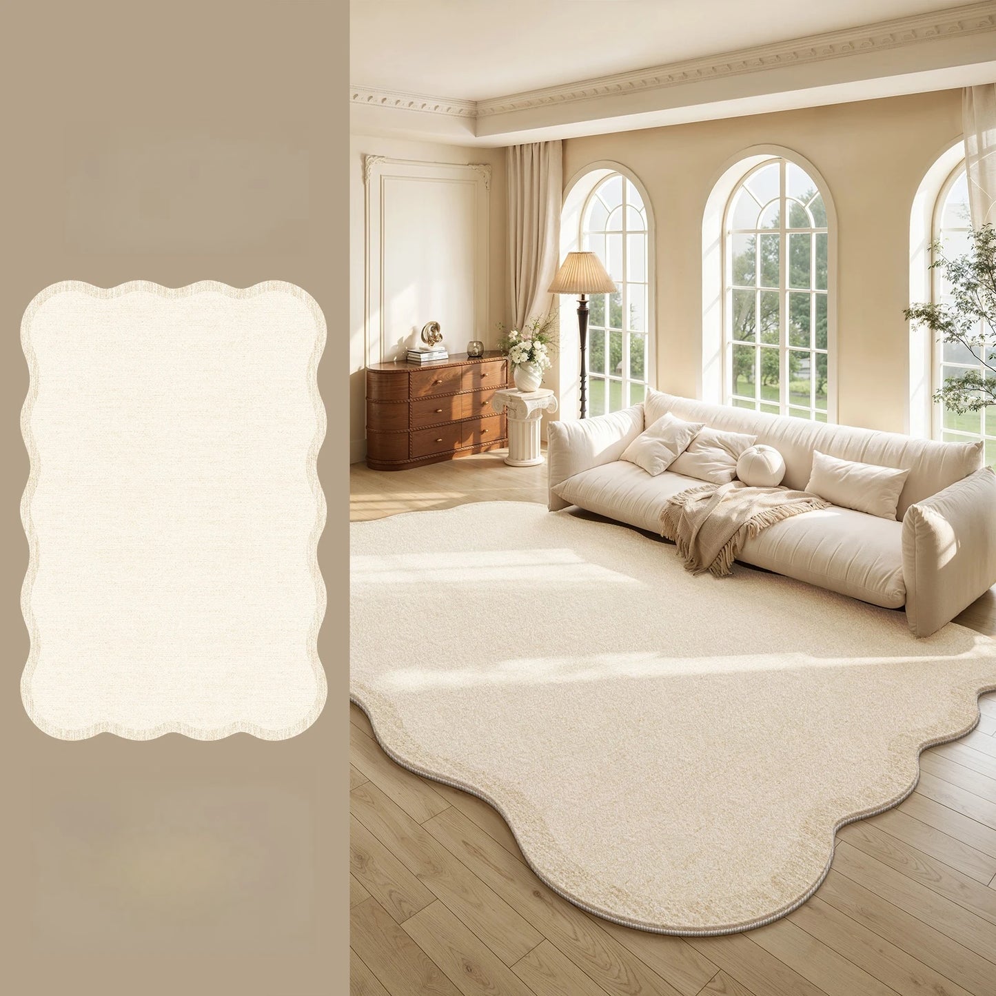 Cream Style Bedroom Decor Large Carpet Thick Plush Study Floor Mat Home Fluffy Soft Rug Irregular Shape Carpets for Living Room