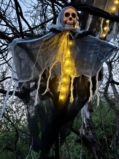 Halloween Hanging Ghost Decorations Skull Scary Gauze Fabric for Haunted House Porch Scary Props Terror Party Hanging Ornaments