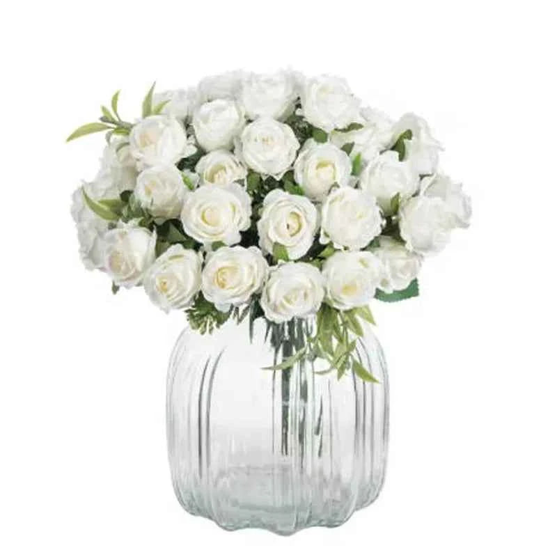 Uflower 10 Heads Flowers Scrapbooking Silk Roses Wedding Party Christmas Bouquet Household Products Vases for Home Decoration