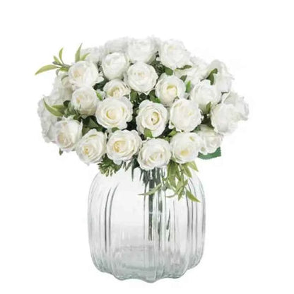 Uflower 10 Heads Flowers Scrapbooking Silk Roses Wedding Party Christmas Bouquet Household Products Vases for Home Decoration
