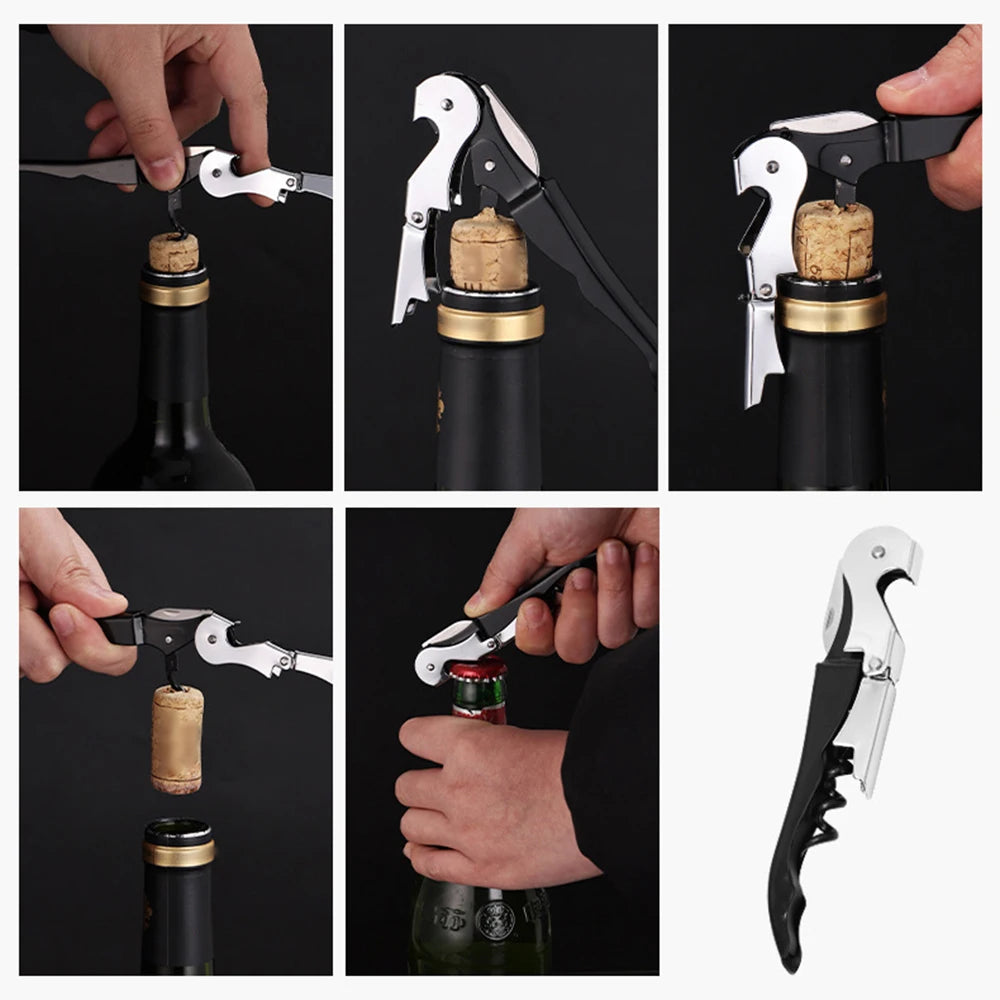 Professional Waiter's Corkscrew Wine Opener – Double Hinge with Foil Cutter