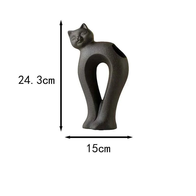 Twisted Cat Ceramic Vase Plant Pots Table Decoration Flowers Arrangement Lovely Kitten Floral Vases Room Aesthetic Decor