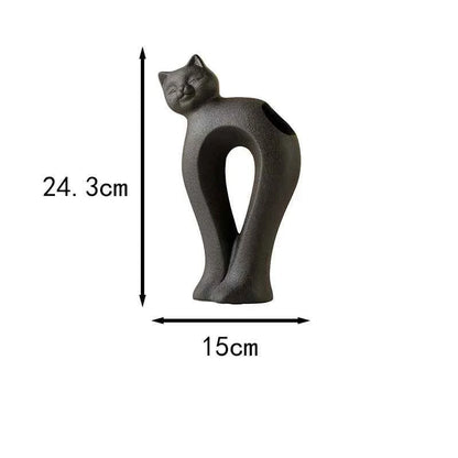 Twisted Cat Ceramic Vase Plant Pots Table Decoration Flowers Arrangement Lovely Kitten Floral Vases Room Aesthetic Decor