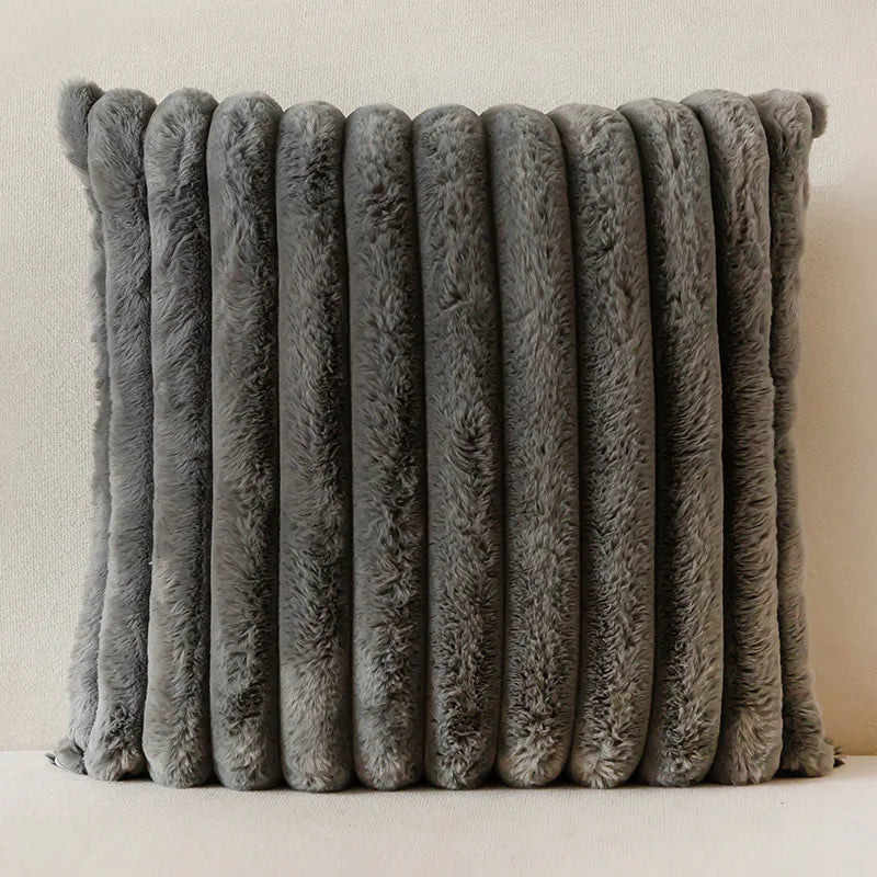 Striped Corduroy Pillow Case, Gray, Multi-Room Use