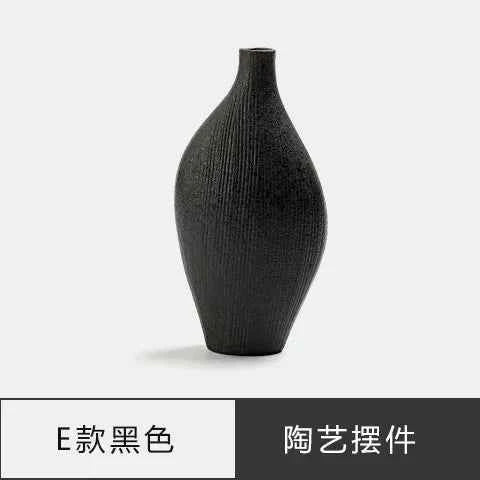 Japanese Zen Vintage Ceramic Vase Dried Flower Arrangement Flower Craft Ornament Table Top Irregular Threaded Vase Ornament Gift