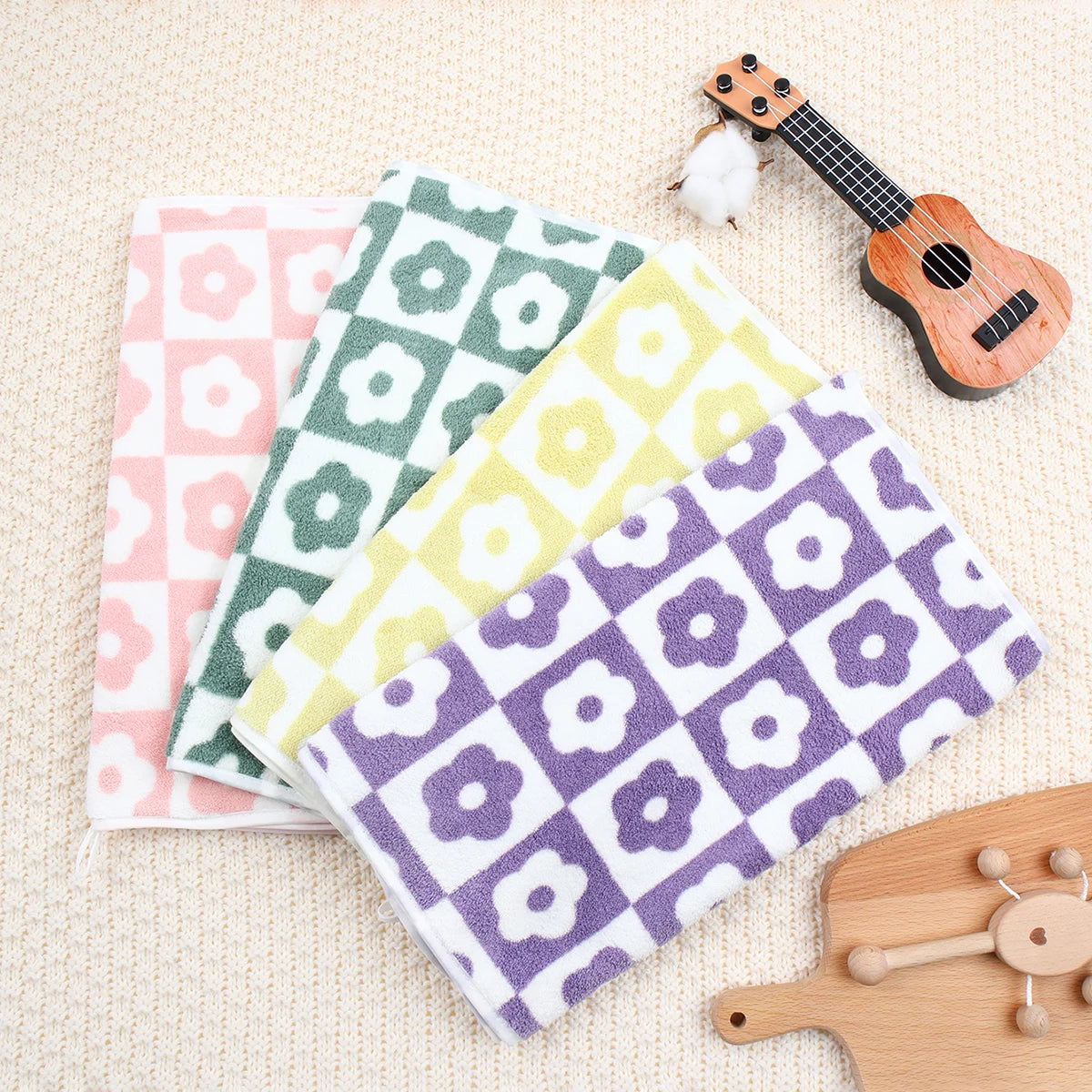 35x75cm Flower PatternCoral Velvet Absorbent Quick Drying Face Towel Soft - Bath Towel
