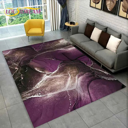 Nordic Blue Golden Colour Marble Geometric Area Rug,Carpet Rug for Living Room Bedroom Sofa Doormat Decor,Kid Non-slip Floor Mat