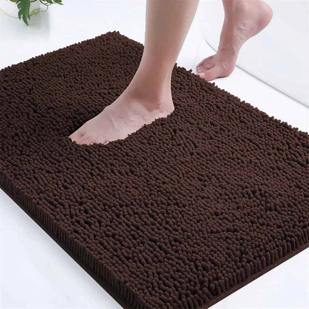 Olanly Chenille Bathroom Rug Extra Soft Shaggy Bath Mat Non-Slip Bathroom Floor Mat Water Absorbent Plush Microfiber Rugs Shower
