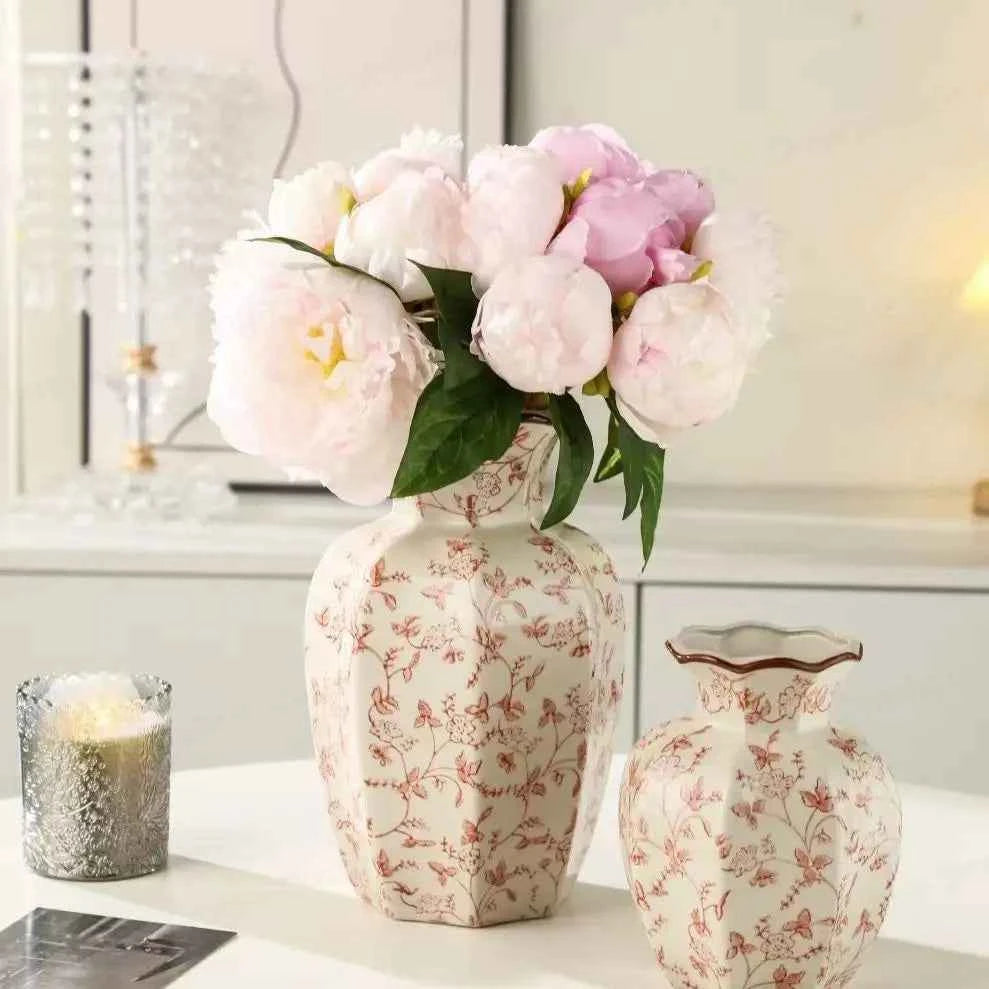 New Chinese Retro Blue and White Porcelain Vase, A Fresh and Elegant Living Room Floral Decoration Ornament Vases