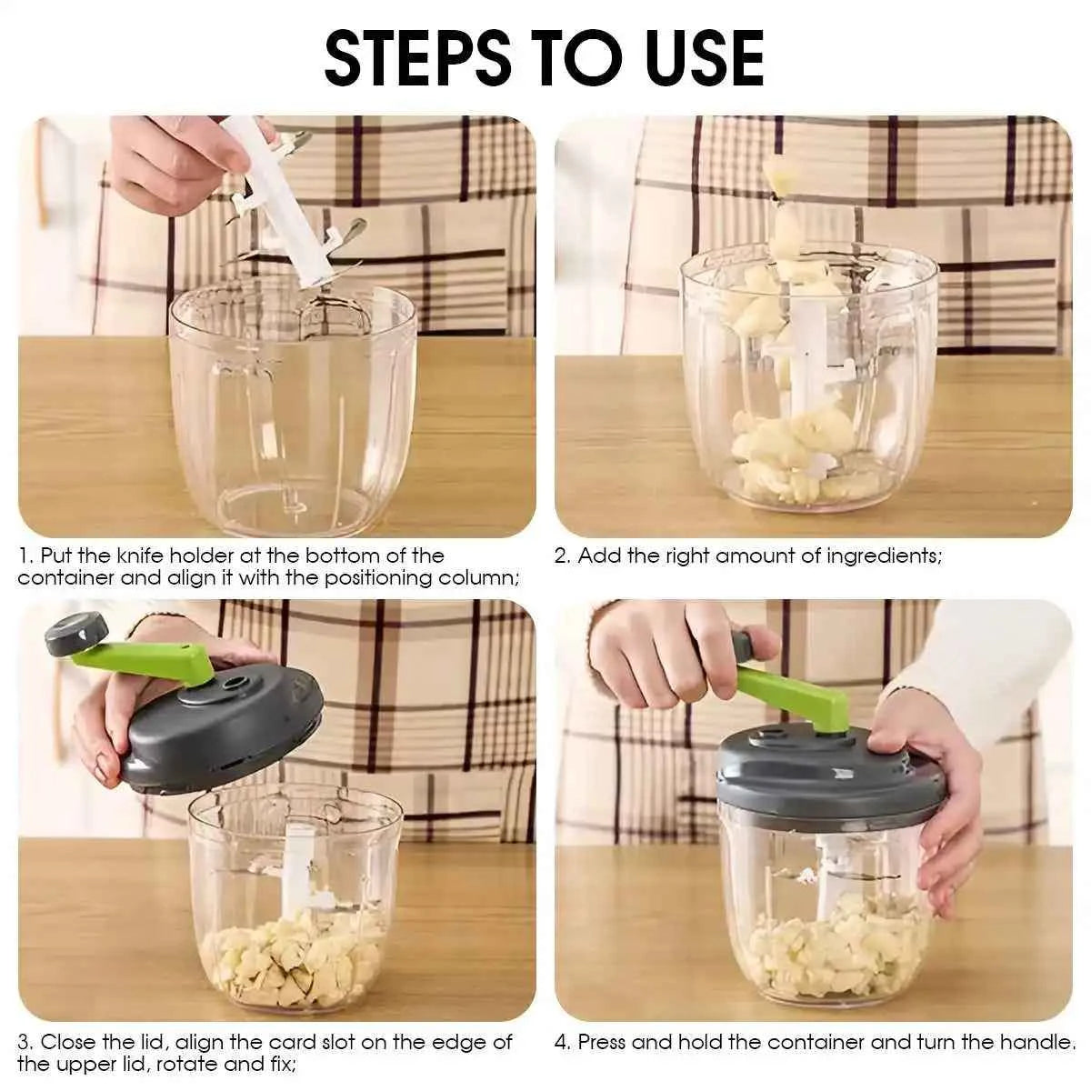 1Pcs 520ml/900ml Hand Crank Garlic Pulverizer Manual Garlic Mashers Meat Grinder Food Vegetable Chopper Kitchen Gadgets