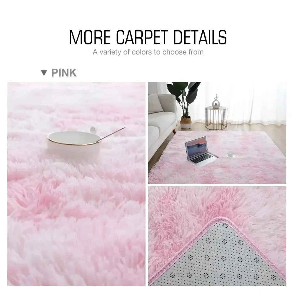 VIKAMA Bedroom Living Room Plush Round Carpet Infant Crawling Anti slip Soft Pad Ins Home Decor Pink Carpet