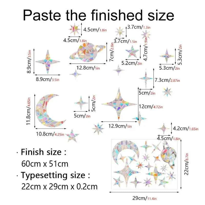 29 Stylels Rainbow Maker Sun Catcher Wall Stickers Cat Bird Star Mushroom Moon Sun DIY Window Glass Electrostatic Prisms Sticker