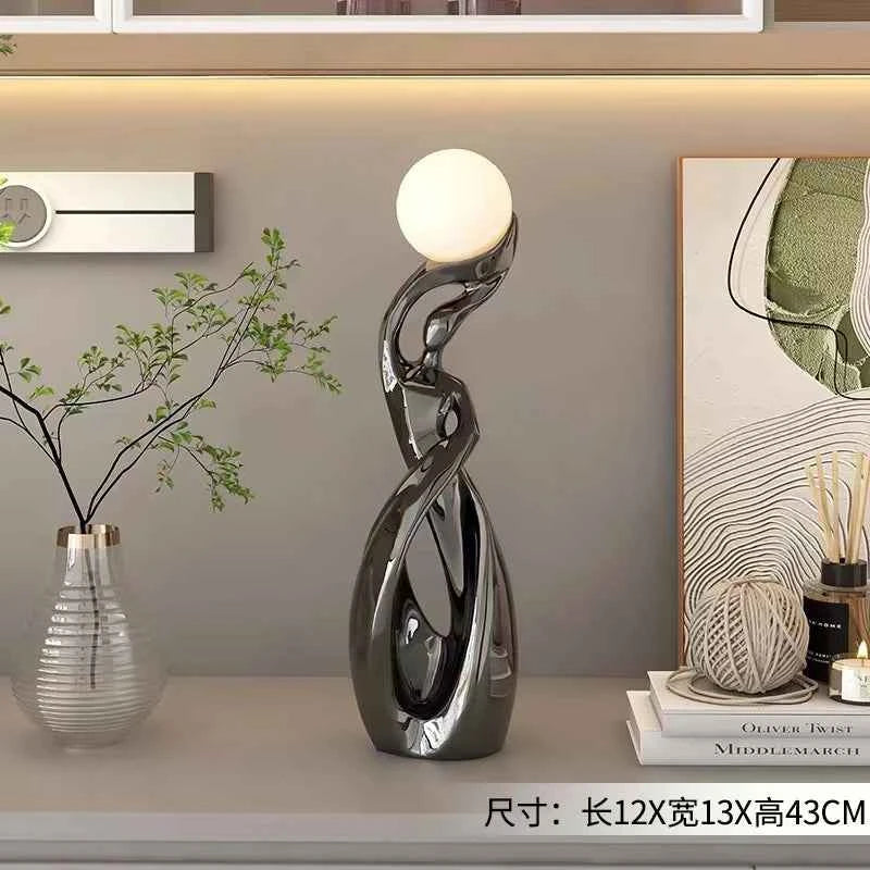 Home Decor Statue Abstract Art Ornaments Nordic Living Room Large Floor Luminous Sculpture Housewarming Gift Interior Figurines
