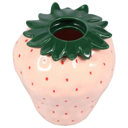 Strawberry Vase Ceramic Flower Vase Decorative Ceramic Vase Cute Strawberry Shape Vase Unique Vase for Flowers Realistic Vase