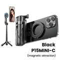 P15MiNi-C Magnetic Selfie Stick Tripod – 18.7", Aluminum, Type-C Remote, iPhone & Android