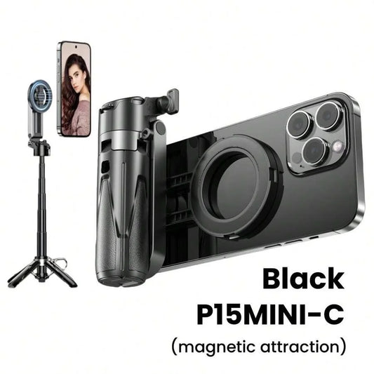 P15MiNi-C Magnetic Selfie Stick Tripod – 18.7", Aluminum, Type-C Remote, iPhone & Android