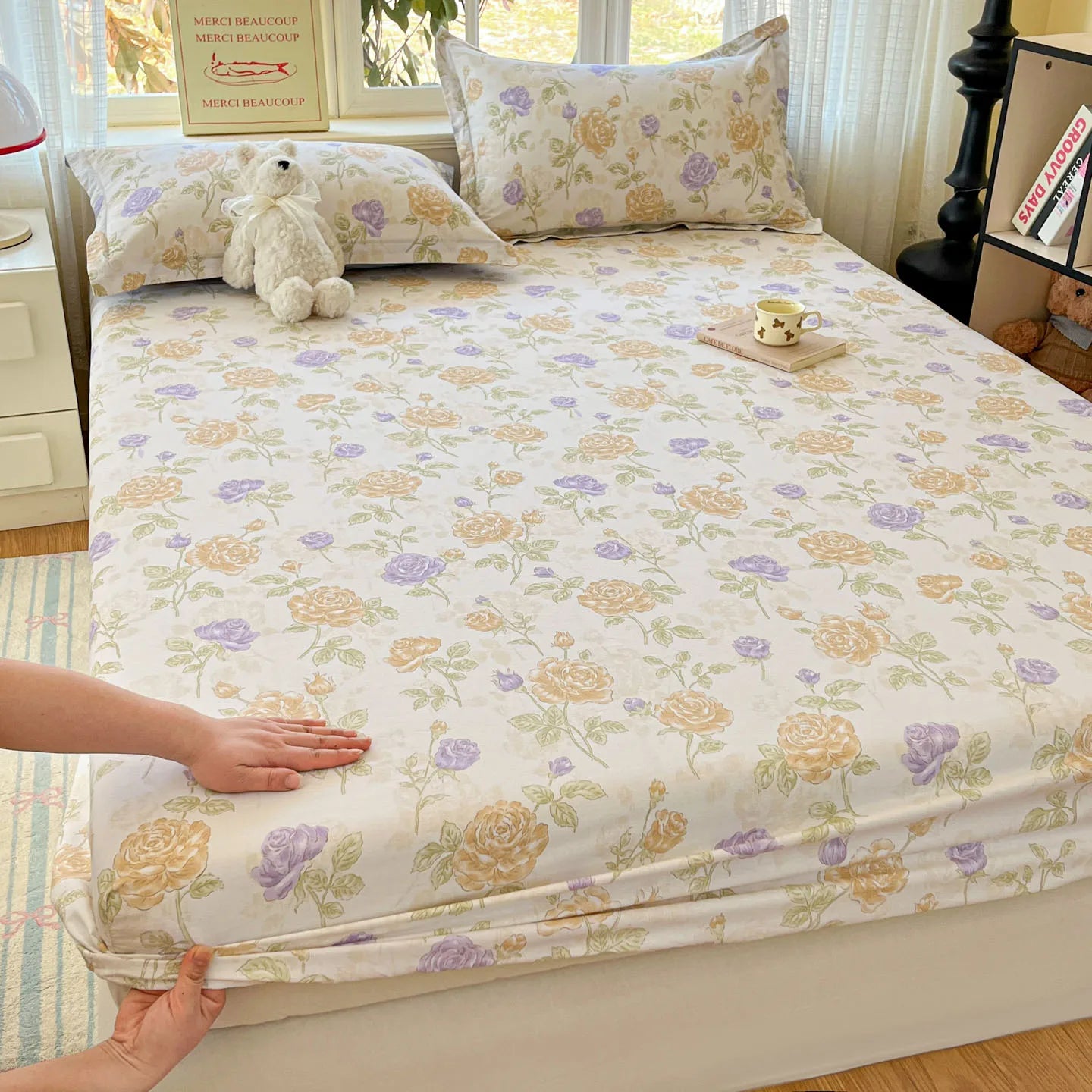 100% Cotton Cute Bear Print Bed Sheet, All Sizes