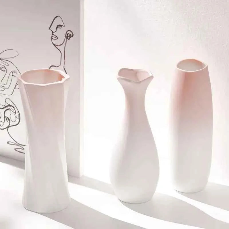 Nordic Plastic Vase Simple Pink Fresh Flower Pot Storage Bottle for Flowers Living Room Modern Home Decorations Ornaments