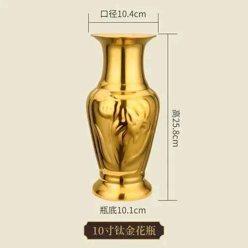 Stainless steel golden vase ceramic vase Buddhist hall and Buddhist utensils Offering Buddha Vase living room home decoration