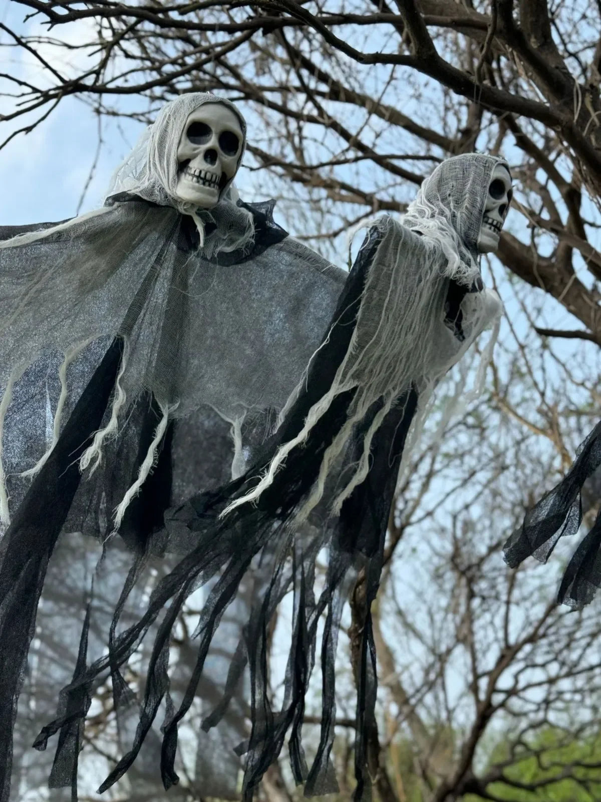 Halloween Hanging Ghost Decorations Skull Scary Gauze Fabric for Haunted House Porch Scary Props Terror Party Hanging Ornaments