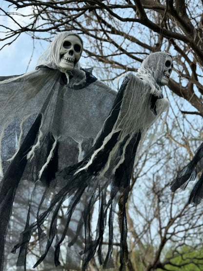 Halloween Hanging Ghost Decorations Skull Scary Gauze Fabric for Haunted House Porch Scary Props Terror Party Hanging Ornaments
