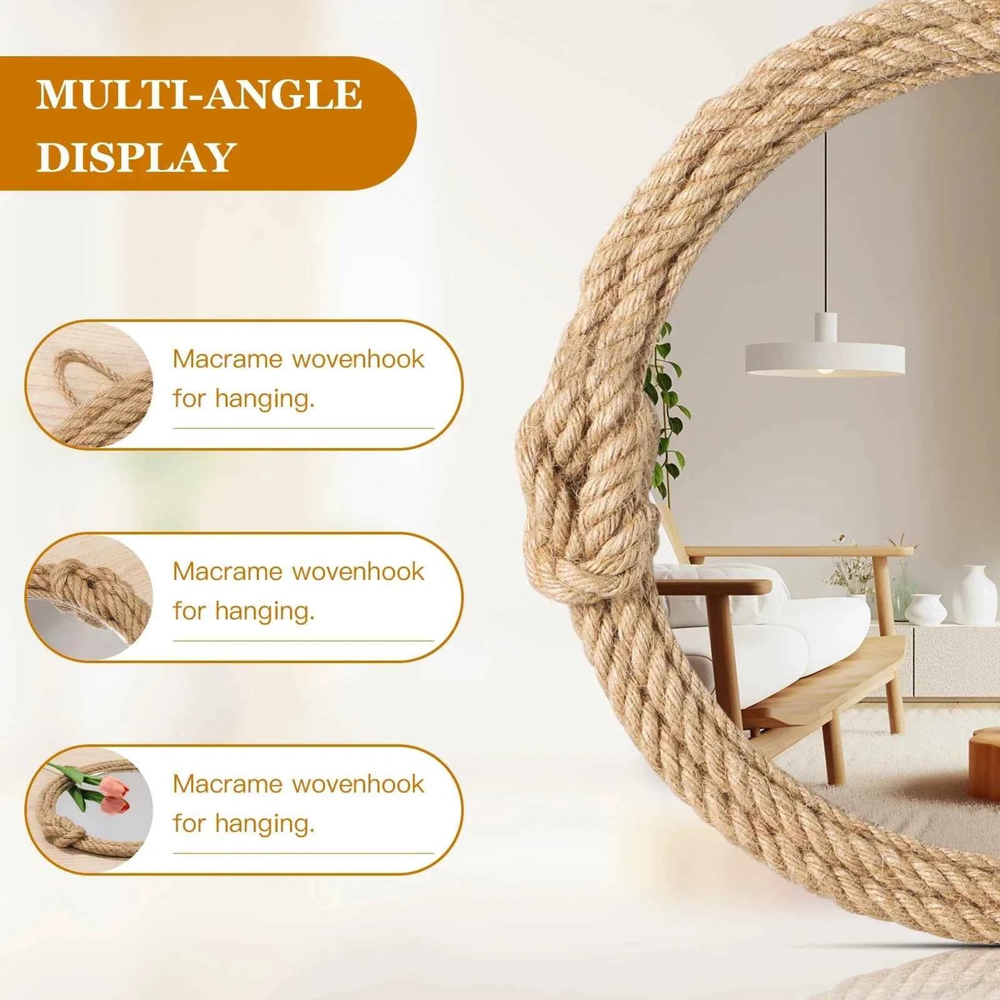 Home Decor Nordic hanging  mirror creative hanging wall sofa porch homestay style background wall decor makeup mirror