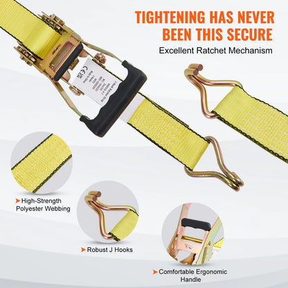 4pcs Ratchet Tie Down Strap Strong Double J Hook Ratchet Belt Luggage Bag Cargo Lashing for Moving Appliances
