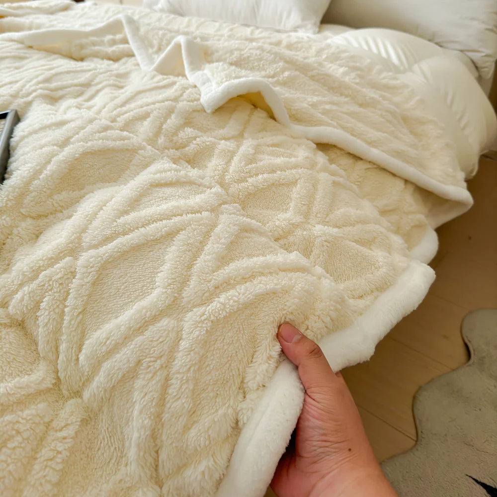 Soft Warm Lamb Fleece Blanket for Bed Sofa Winter Fall and Winter Cozy Flannel Cover for Office Nap Air Conditioning