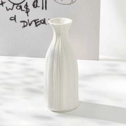 Nordic-style White Ceramic Vase, Modern Design, Living Room & Bedroom Decor, Flower Pot for Plant Cultivation