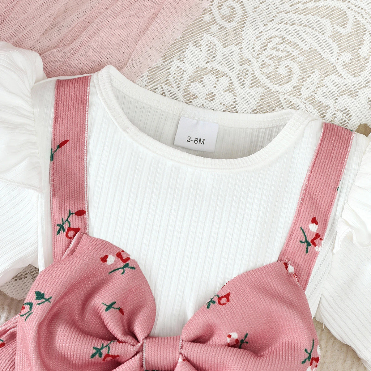 2Pcs/Set Baby girl Dress Small Floral Large bow Summer,Dress+Headband Set suitable for 0-24 Months Baby girls Fashionable Dress