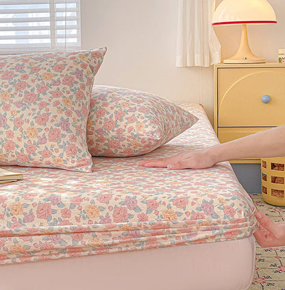 Non-Slip Fitted Sheet Set with Pillowcase, Queen