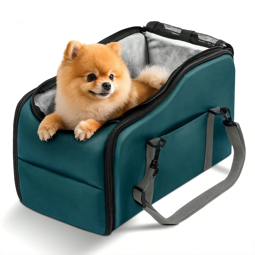 Portable Pet Car Seat with Safety Leash, Up to 12 lbs