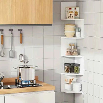 5-Tier Corner Shelf - Space Saving Wall Mount Organizer for Bathroom, Kitchen, Office & More, White