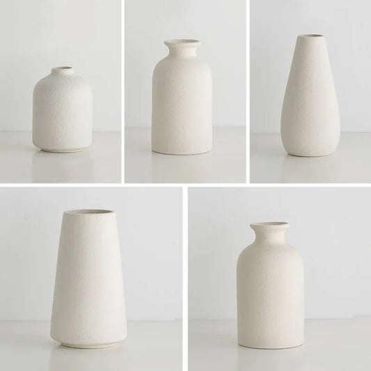 Mini vase en céramique blanc — Bouteille de fleurs style INS mat pour la décoration de la maison et de la table
