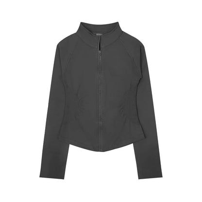 Women’s Zip-Up Sports Jacket — Seamless Long Sleeve Gym Activewear