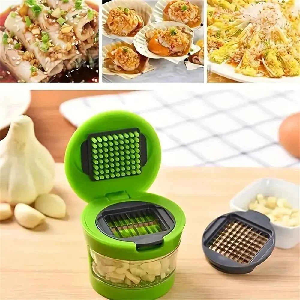 Multi-functional Stainless Steel Garlic Press Easy Manual Portable Vegetable Cutter Kitchen Gadget Tool For Home Cooking BBQ