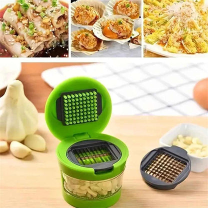 Multi-functional Stainless Steel Garlic Press Easy Manual Portable Vegetable Cutter Kitchen Gadget Tool For Home Cooking BBQ