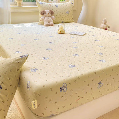 Green Floral Fitted Bed Sheet | Single, Queen, King
