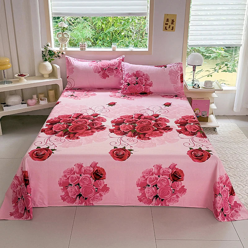 Floral Printed Flat Top Sheet | Single, Queen, King