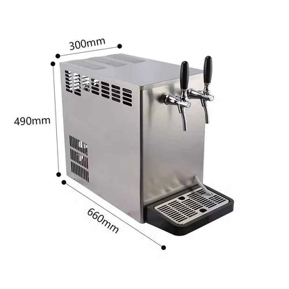 Countertop Draft Beer Cooler - Dual/Single Tap Stainless Steel Dispenser, Temperature Control, Fast Cooling, Easy Clean