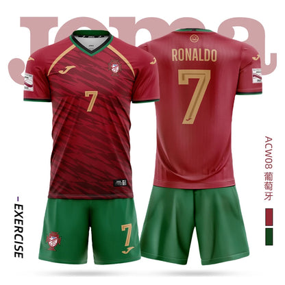 joma Homer soccer jersey short-sleeved shirt + shorts set 3DT T-shirt children's training uniform team match soccer jersey