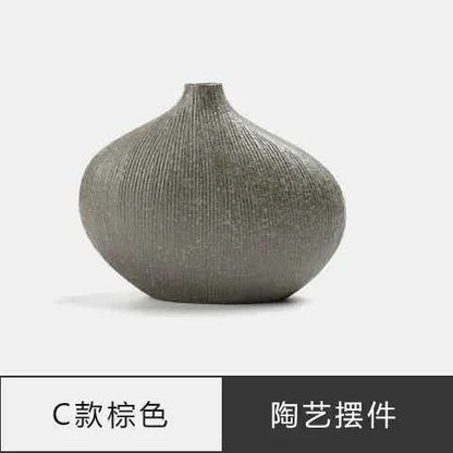Japanese Zen Vintage Ceramic Vase Dried Flower Arrangement Flower Craft Ornament Table Top Irregular Threaded Vase Ornament Gift