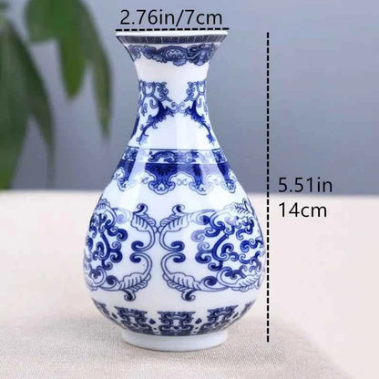 Flower Vase Decoration Home Ceramics Blue And White Vases For Wedding Decor Living Room Ornaments Table Desktop Retro Art Crafts